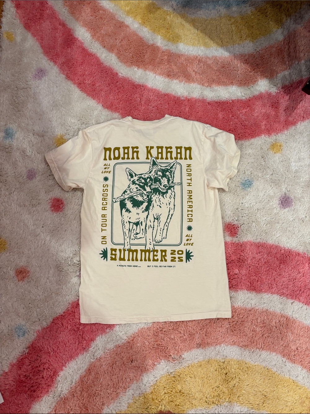 Comfort Colors Cream Tee with Green Wolf Tour Graphic - Picture 1 of 4